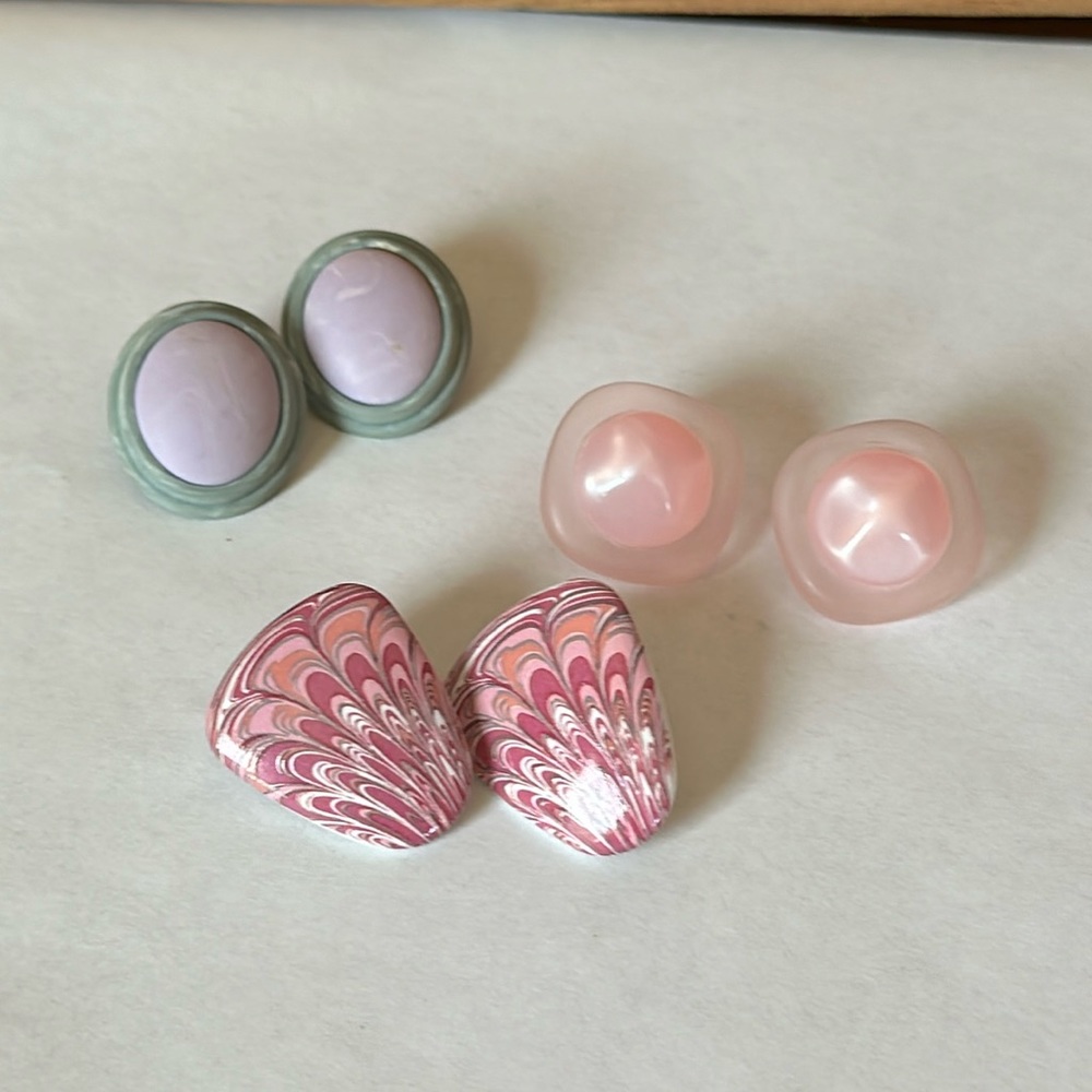 Pastel retro pierced earrings lot of 3 pair